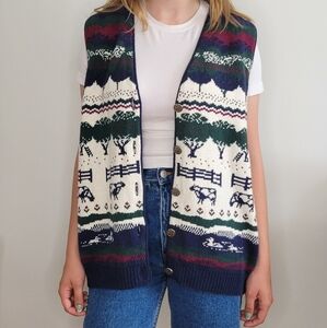 Cottagecore Farm Scene Sweater Vest With Cows
